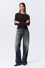 Dunkelbraun - Schmales Langarmtop - 1