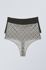 Gris foncé/Carreaux grège - Lot de 2 strings Soul Soft taille haute - 1