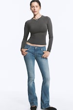 Dark Grey - Fitted Raglan-Sleeved Top - 1