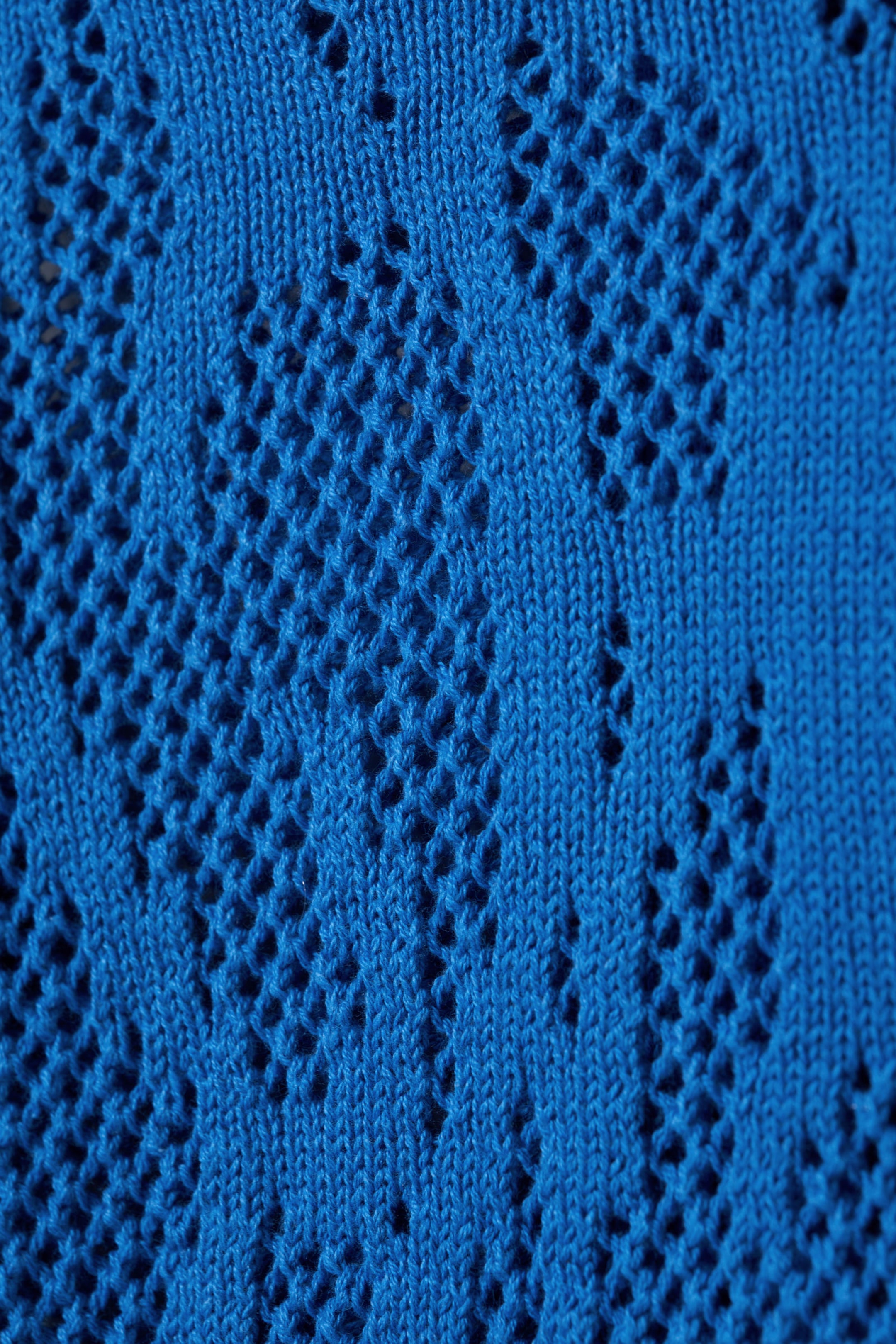 Bright Blue - Knitted Cotton Zip Cardigan - 5