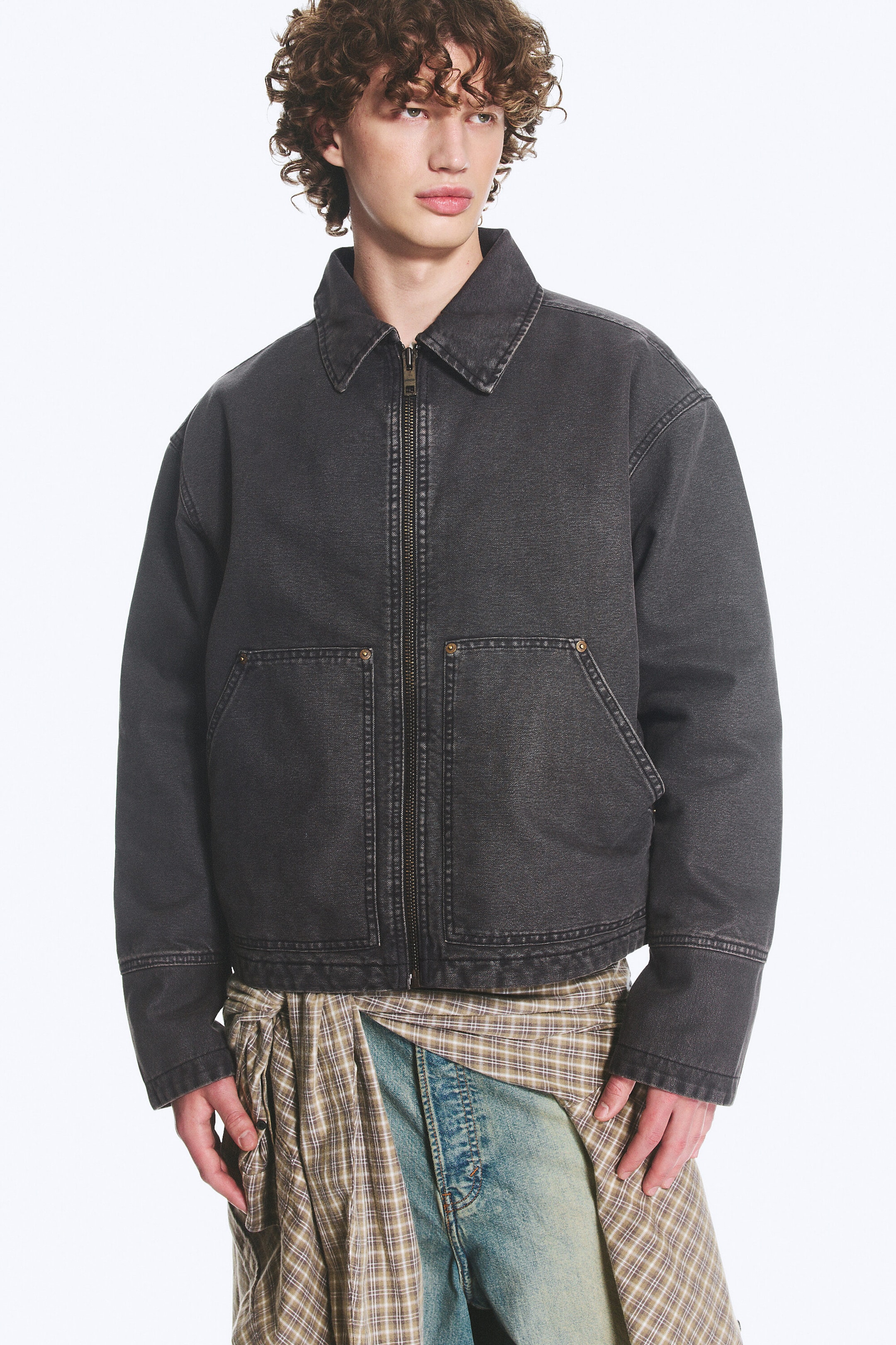 Noir délavé - Relaxed Washed Utility Jacket - 1