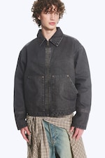 Noir délavé - Relaxed Washed Utility Jacket - 0