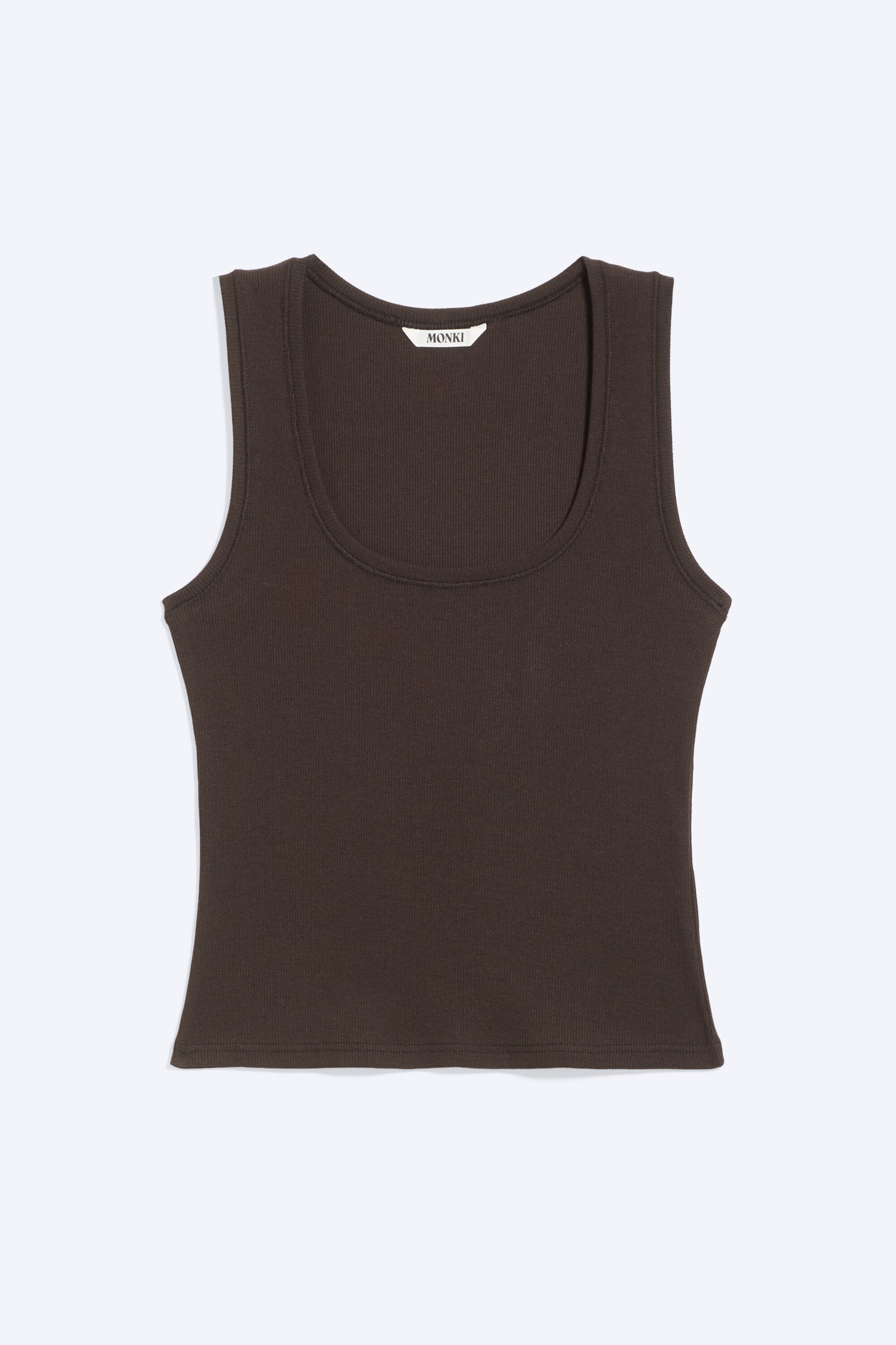 Dark Brown - Ribbed Square Tank Top - 3
