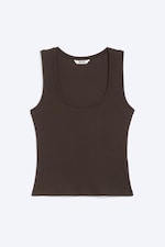 Dark Brown - Ribbed Square Tank Top - 3