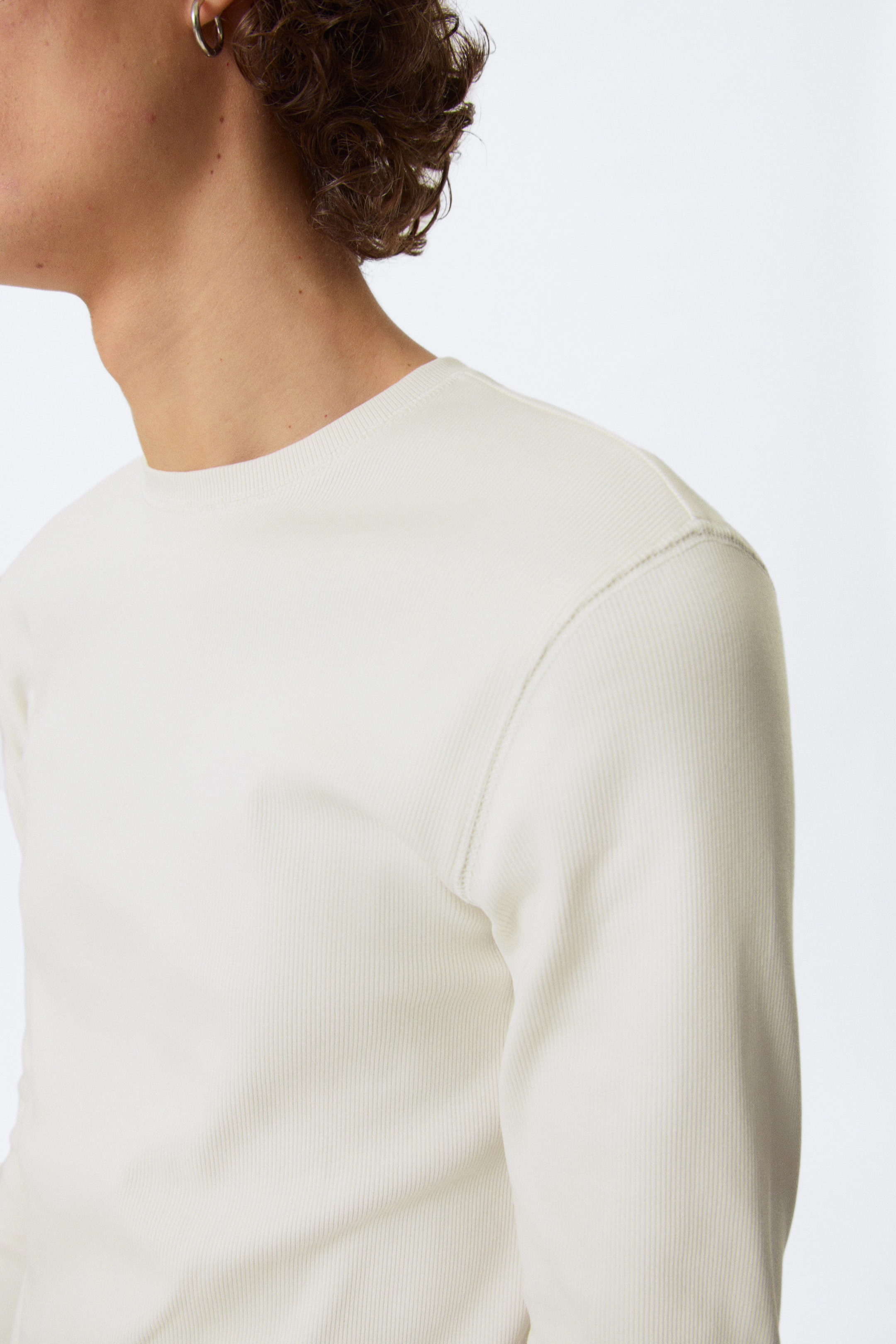 Dusty White - Ribbed Long-Sleeved T-shirt - 2