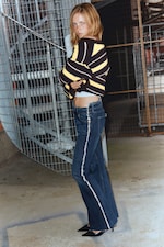 Summit Blue - Dark Blue - Katsumi Low Rise Frayed Flared Leg Jeans - 0