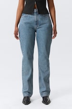 90s Blue - Medium Blue - Resolute Curve High Waisted Regular Straight Jeans - 1