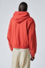 Rood - Rechte middelzware hoodie met rits - 2