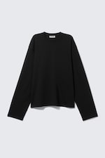 Black - Long-Sleeved Boxy Cotton T-shirt - 3