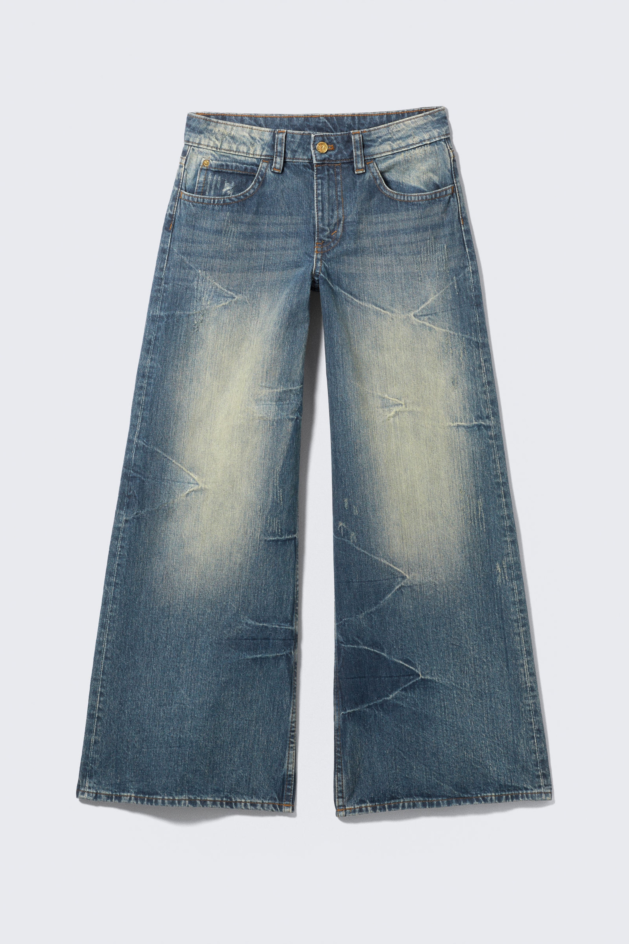 Canyon Blue - Dark Blue - Poser Regular Waist Loose Wide Jeans - 1