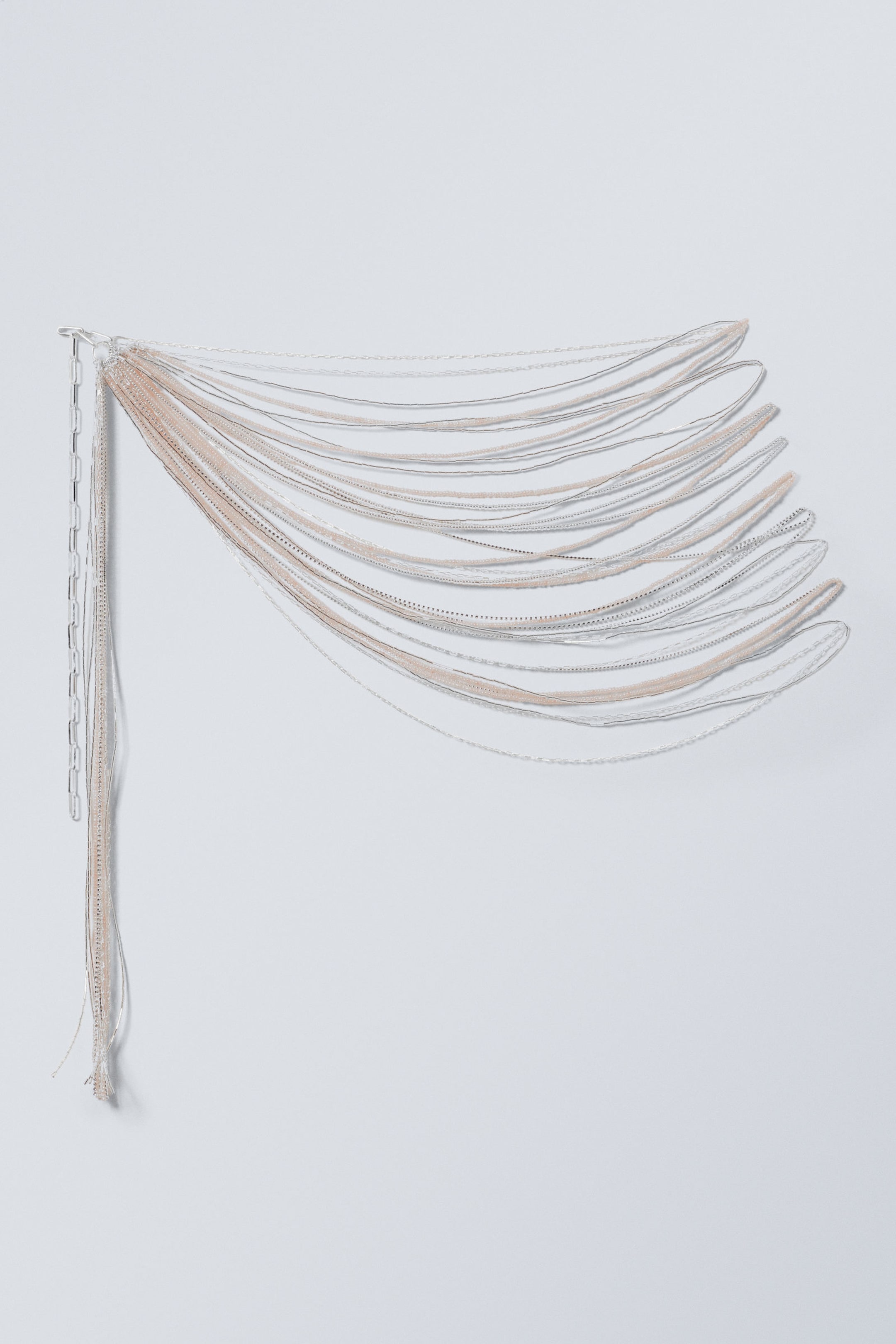 Silber/Perle - Mehrreihige Bauchkette mit Perlen - 2