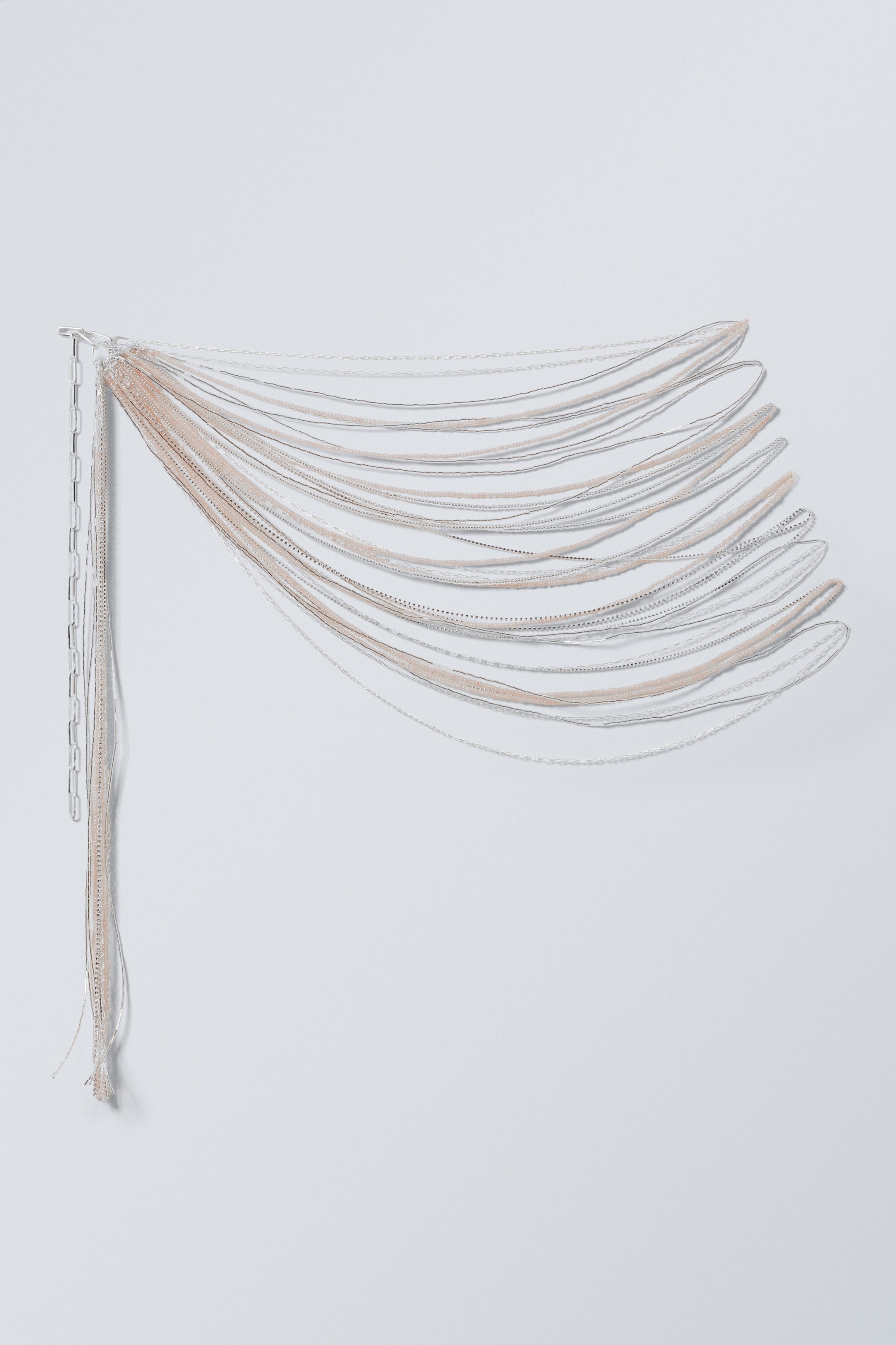 Silver/Pearl - Layered Beaded Belly Chain - 1