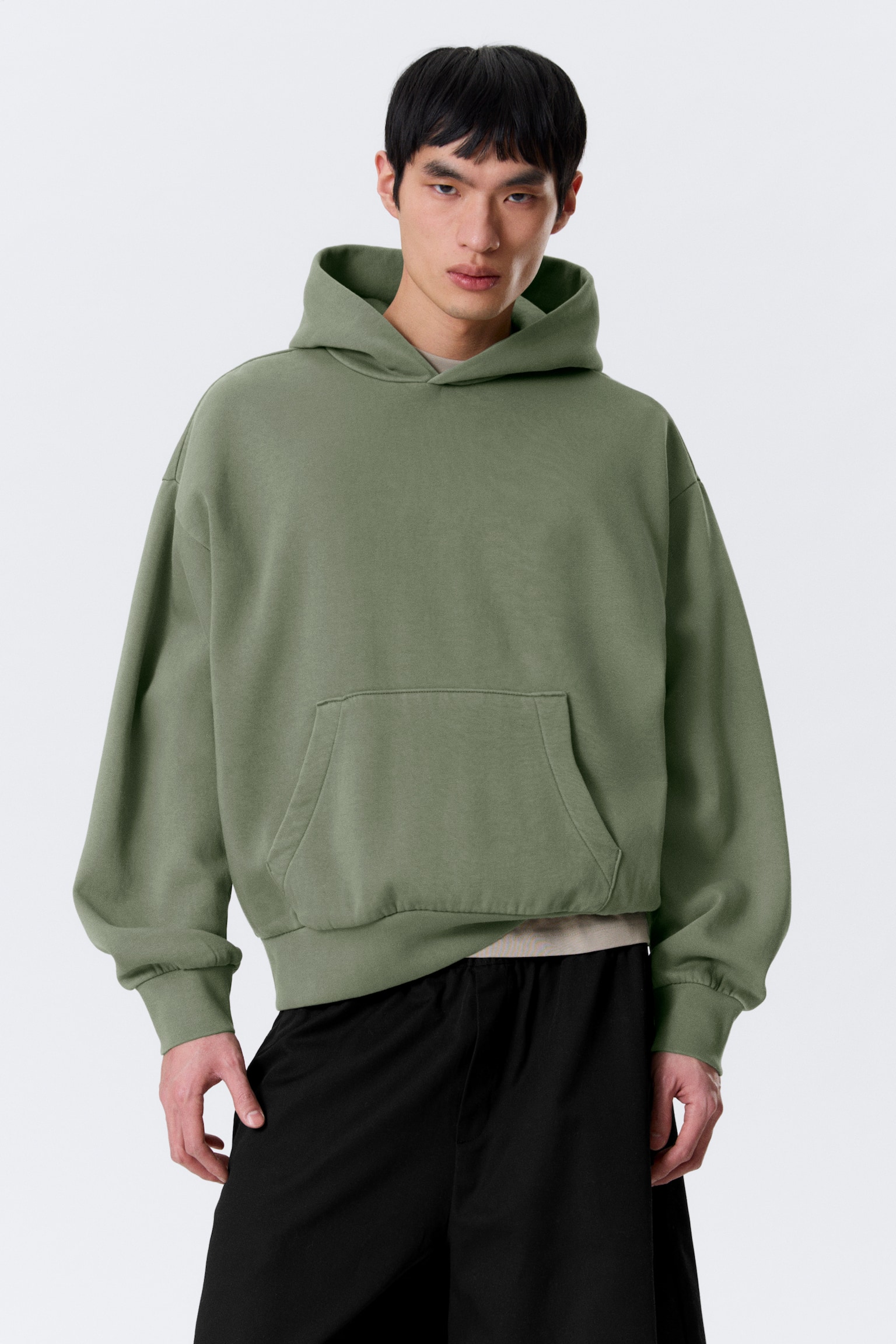 Sudadera con capucha - Verde lavado/Negro/Gris jaspeado - 1