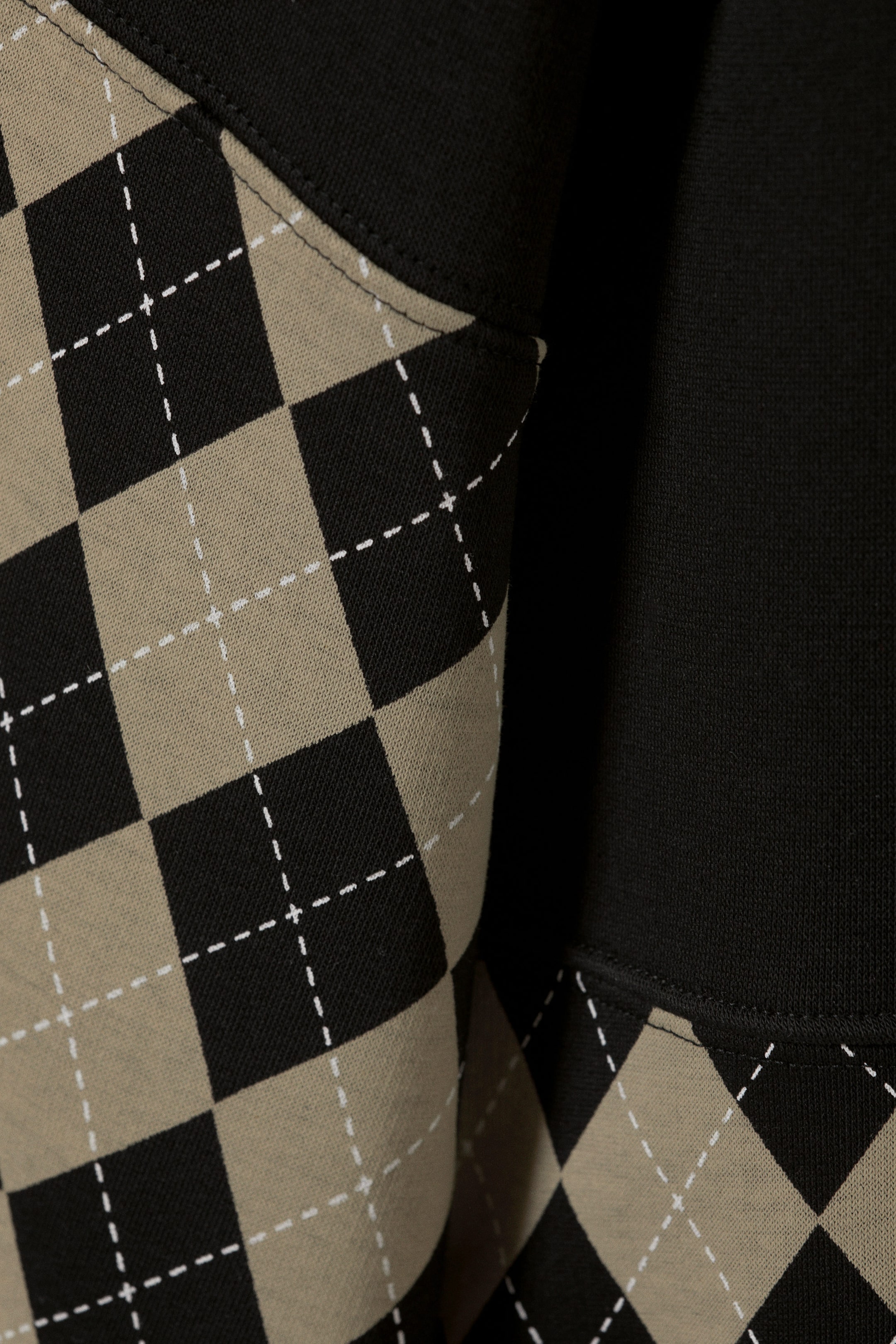 Black - Argyle Insert - Loose Graphic Polo Sweatshirt - 1