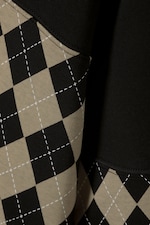 Black - Argyle Insert - Loose Graphic Polo Sweatshirt - 1