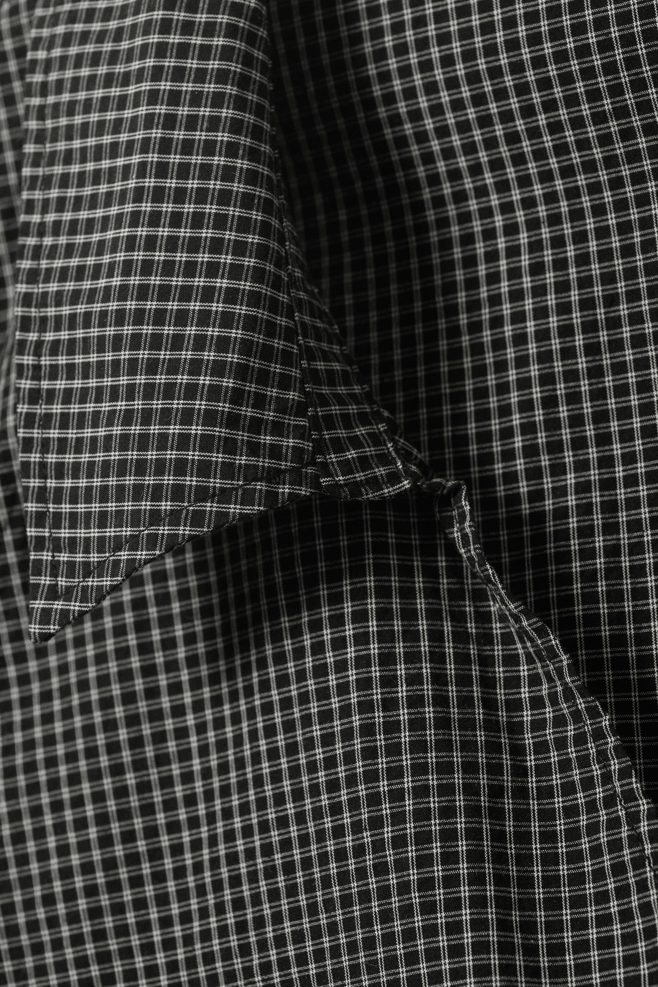 Checked Black - Sleeveless Cotton Wrap Top - 4