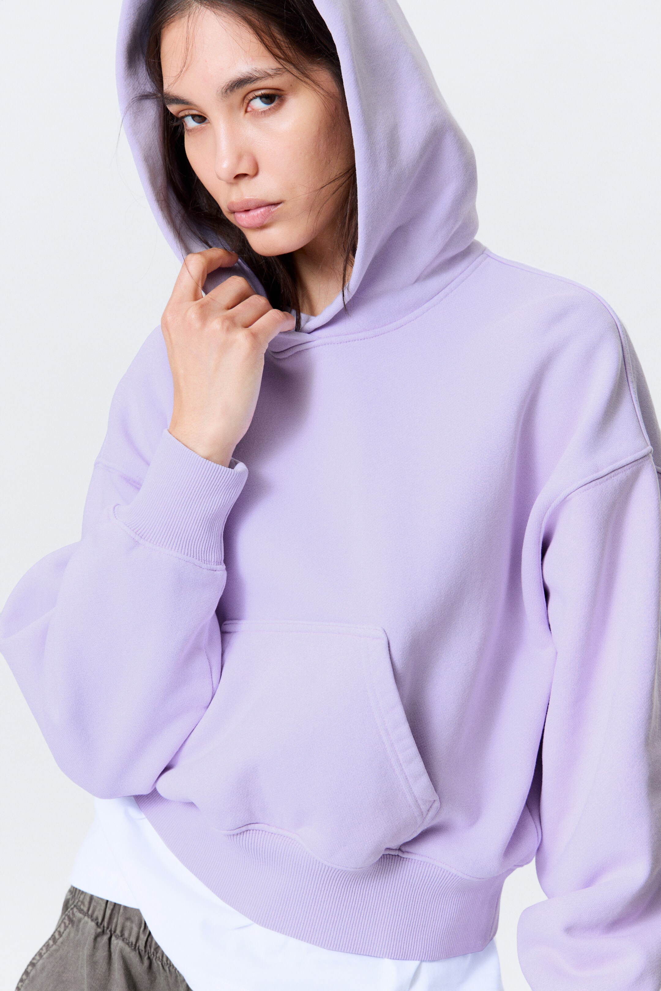 Ingrandisci l'immagine: Boxy Cotton Fleece Hoodie - Washed Light Purple - DONNA | H&M CH 2