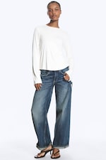 Weiß - Longsleeve-Top aus Viskose - 1