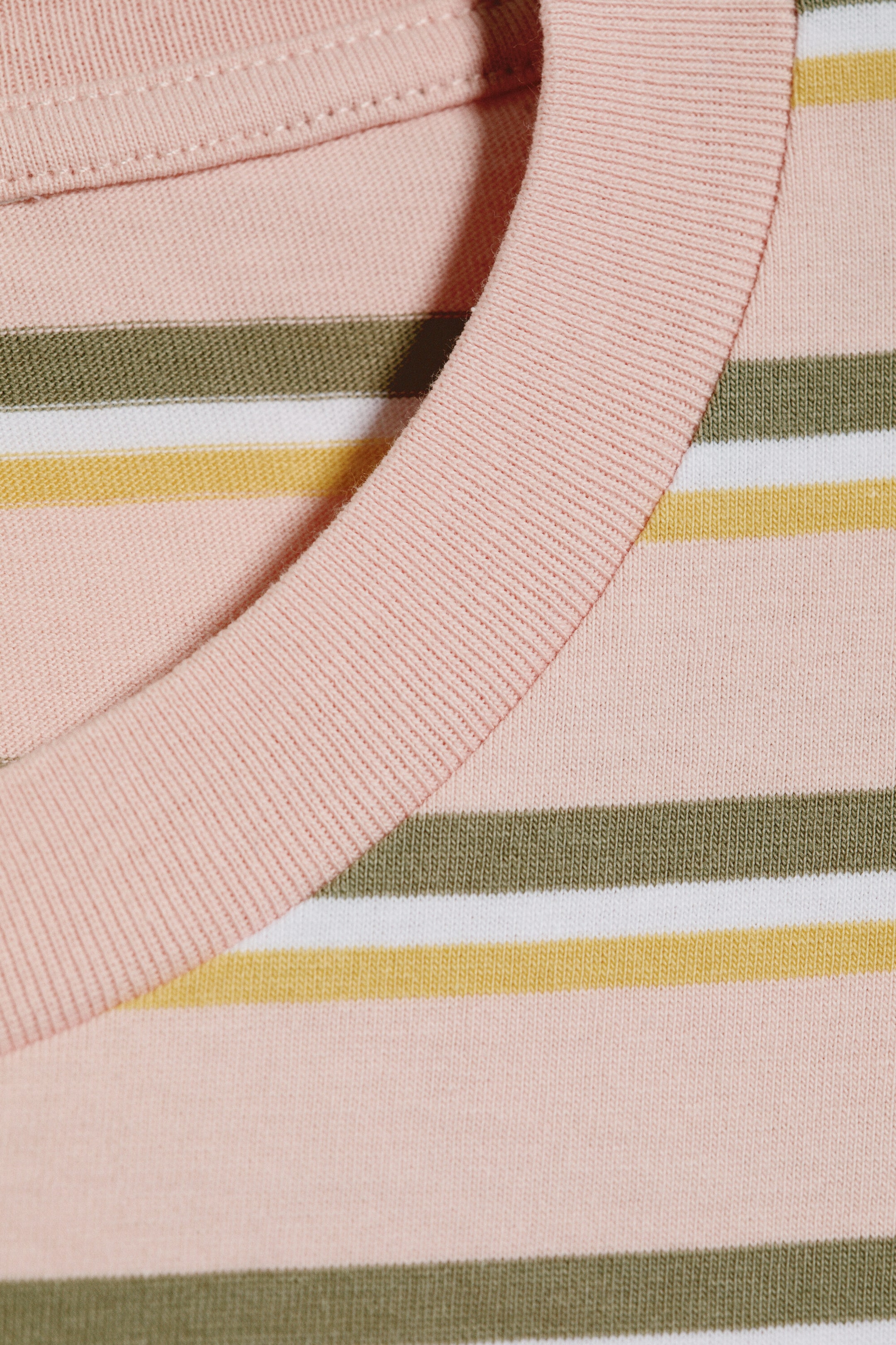 Pink/Khaki Stripe - Boxy Cotton T-shirt - 4