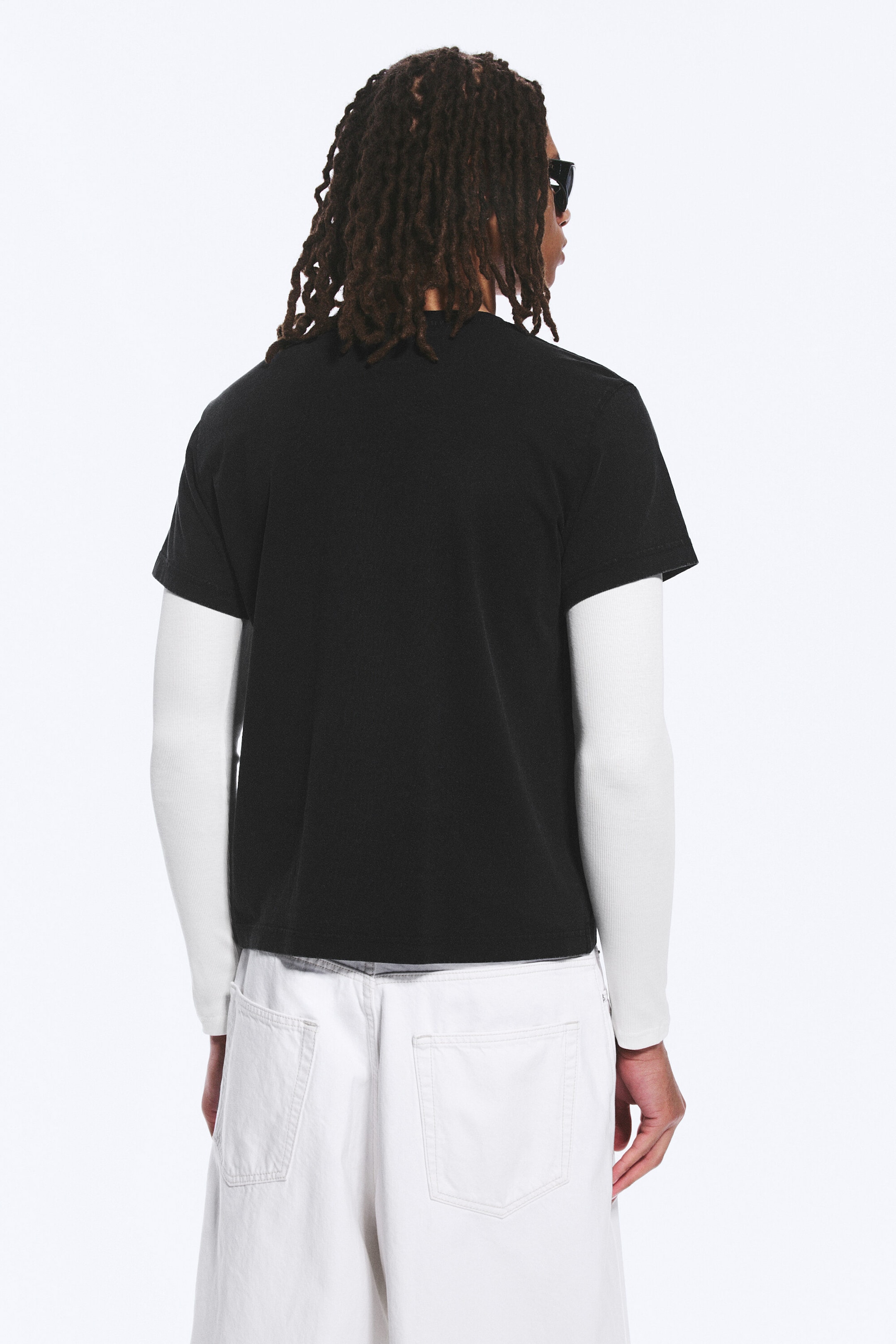 Black & White - Shrunken Double Layered T-shirt - 2