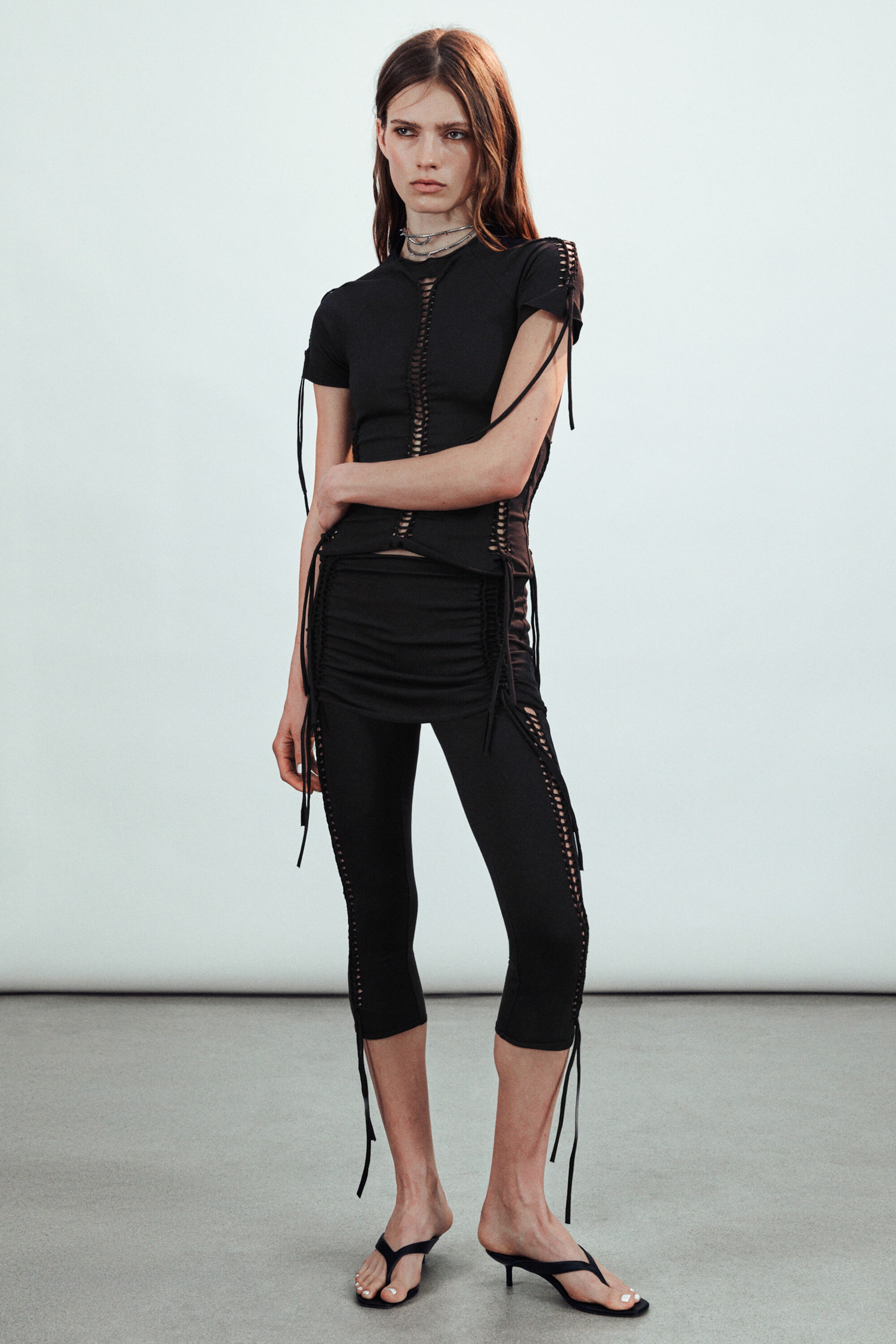 Black - Jersey Knot Trousers - 1