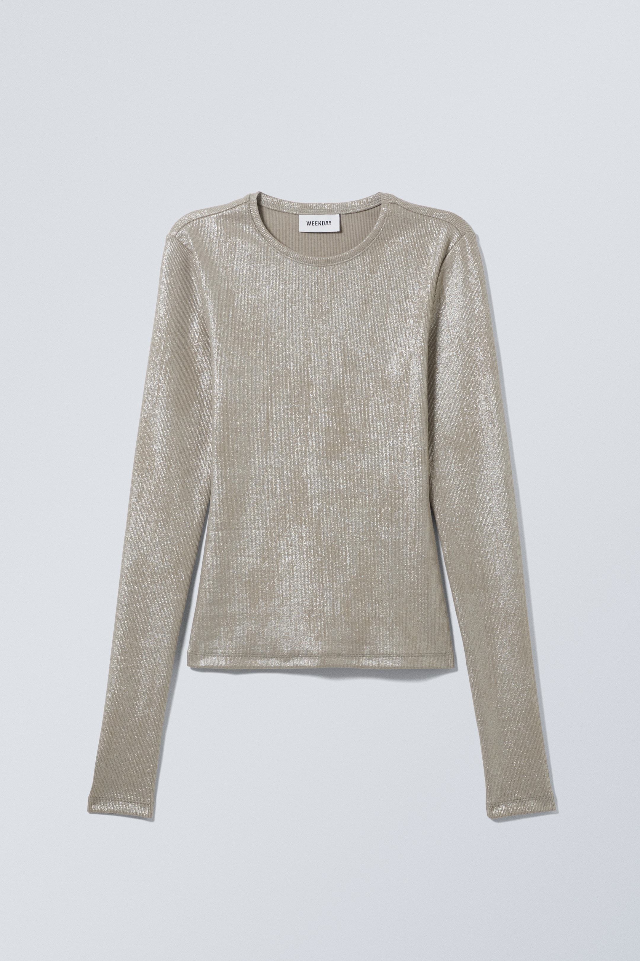 View larger image: Ribbed Metallic Long Sleeve Top - Dusty Metallic Mole - Ladies | H&M GB 1