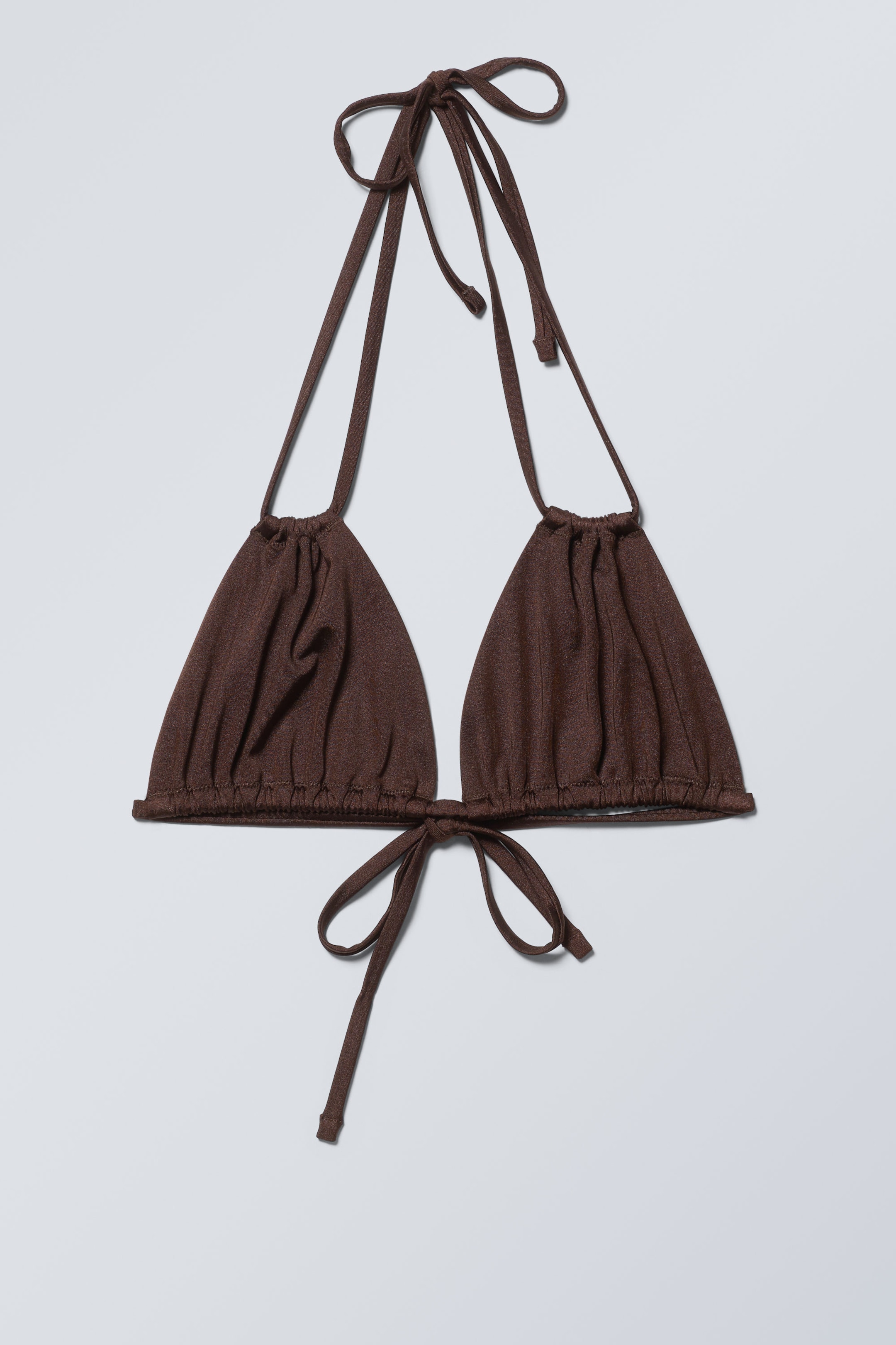 Donkerbruin met glans - Breeze bikinitop met strikbandjes - 0