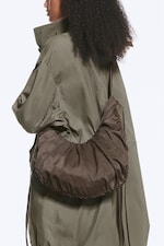 Dark Brown - Ruched Crossbody Bag - 0