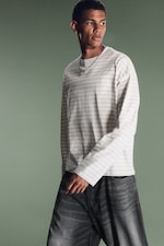 Striped Light Mole - Loose Boxy Long-Sleeved T-shirt - 1