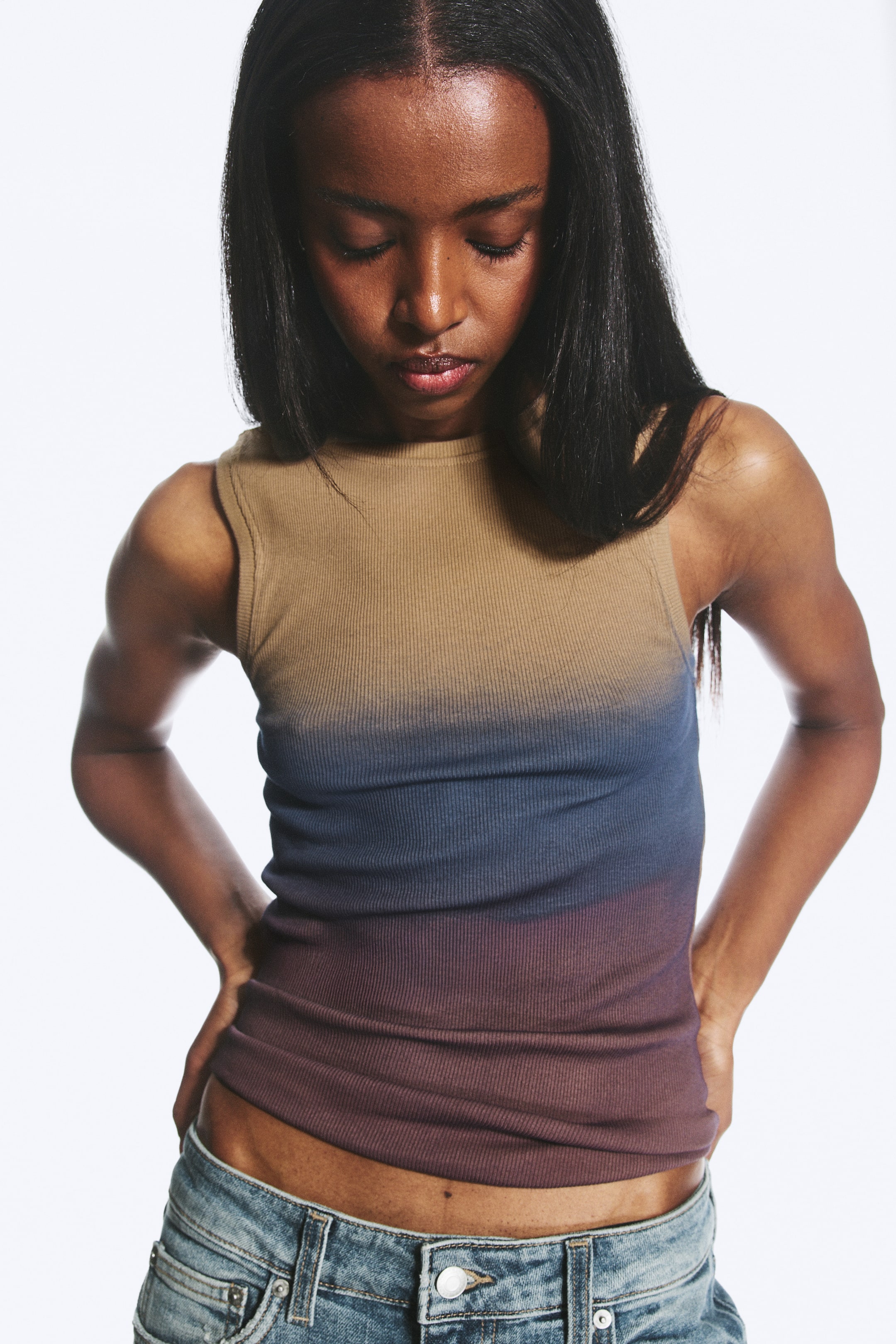 Se større billede: Forvasket tanktop - Brun/Blå/Lilla Ombré - DAME | H&M DK 1