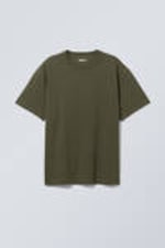 Dunkles Khakigrün - Schweres Oversized-T-Shirt - 0