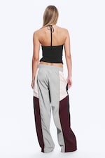 Grå/Rosa/Röd - Lågmidjade vida byxor med blockmönster - 3