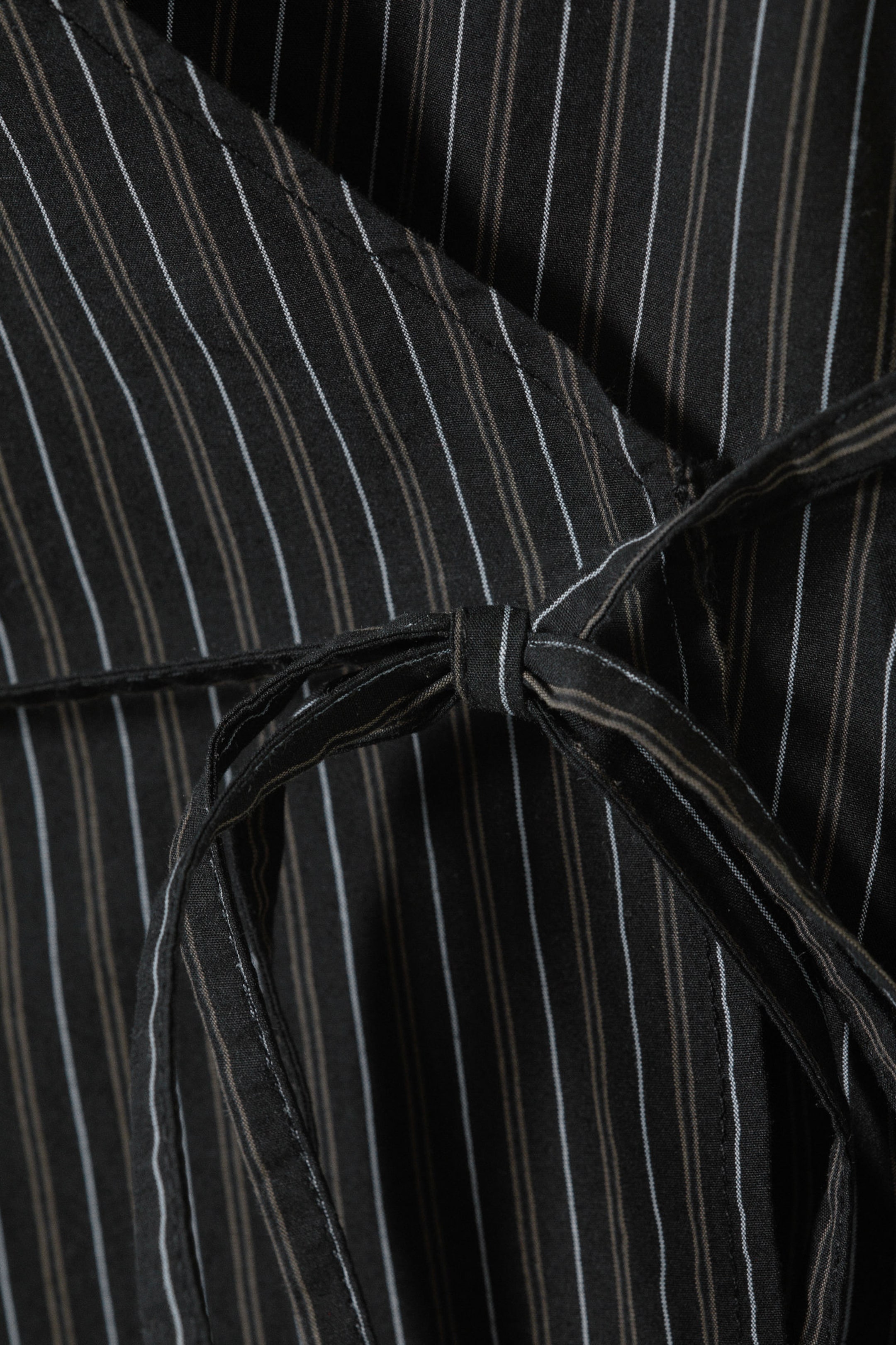 Striped Black - Sleeveless Cotton Wrap Top - 5