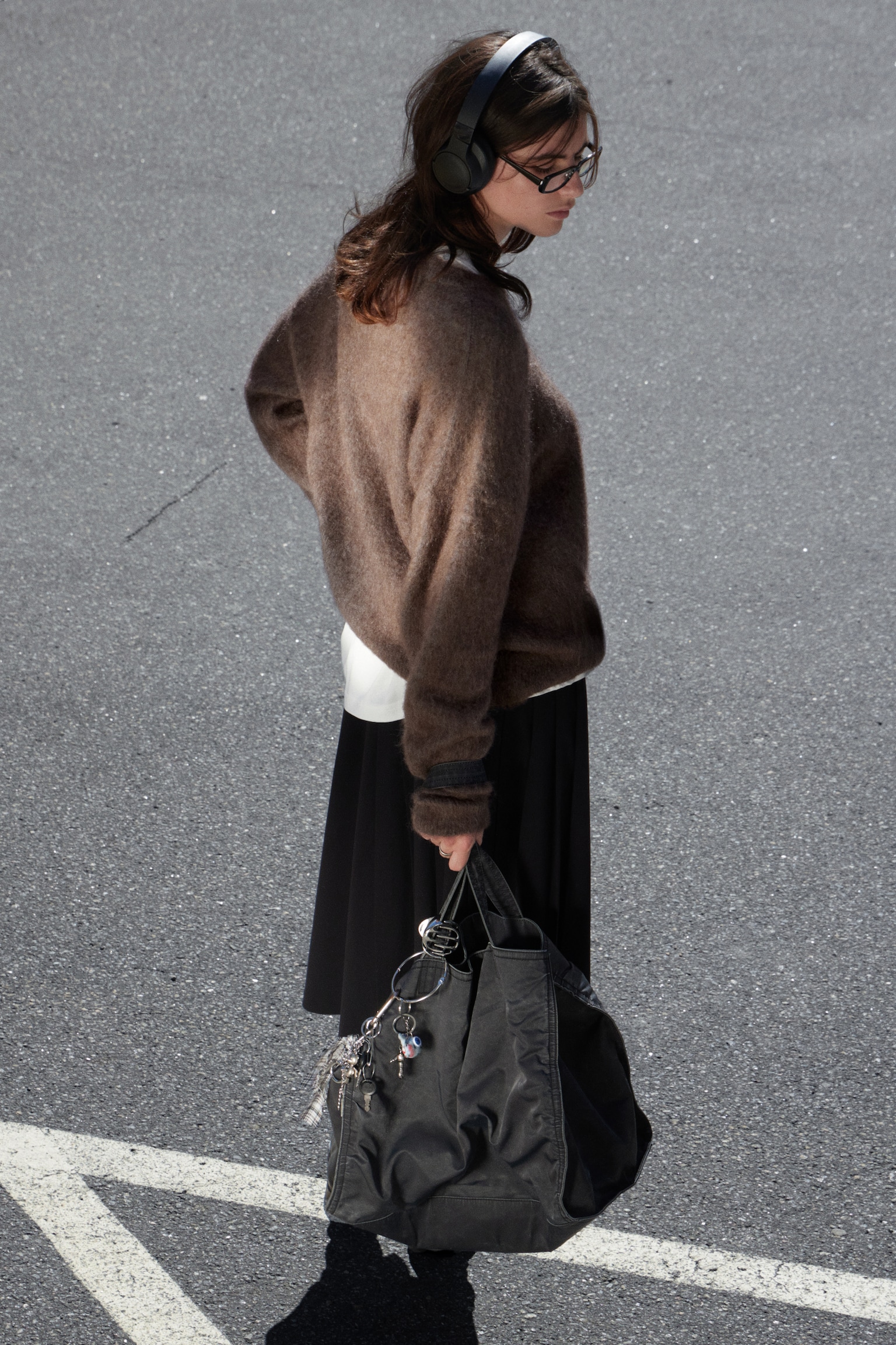 Oversized Knitted Mohair Blend Sweater - Brown/Beige/Dark Green - 4