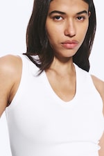 White - 2-pack Ribbed V-neck Tank Top - 2