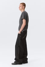 Black Rinse - Black - Astro Mid Rise Baggy Faux Leather Pocket Jeans - 3