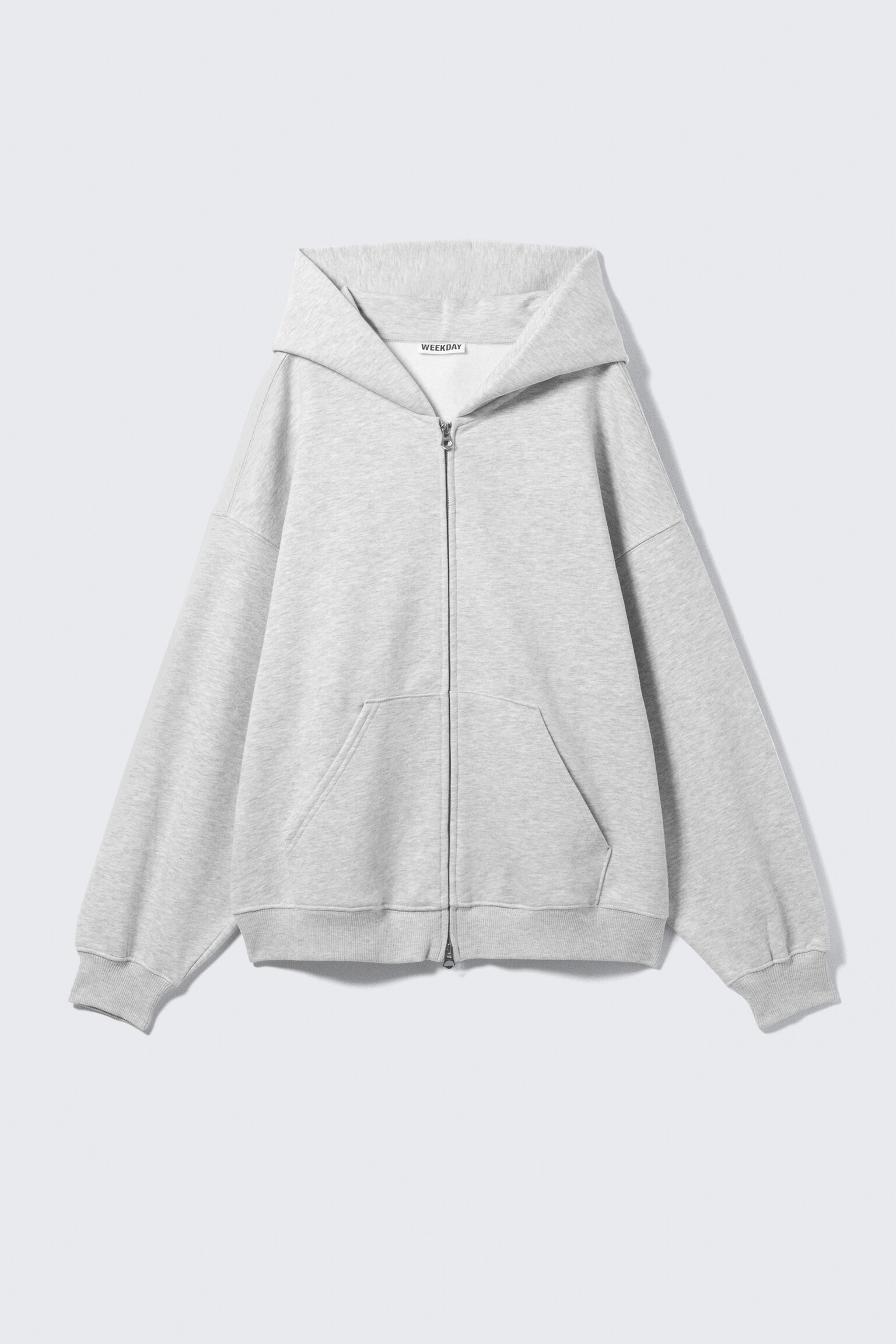 Oversized Heavyweight Zip Hoodie - Grey Melange/Black - 2