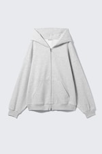 Grey Melange - Oversized Heavyweight Zip Hoodie - 4