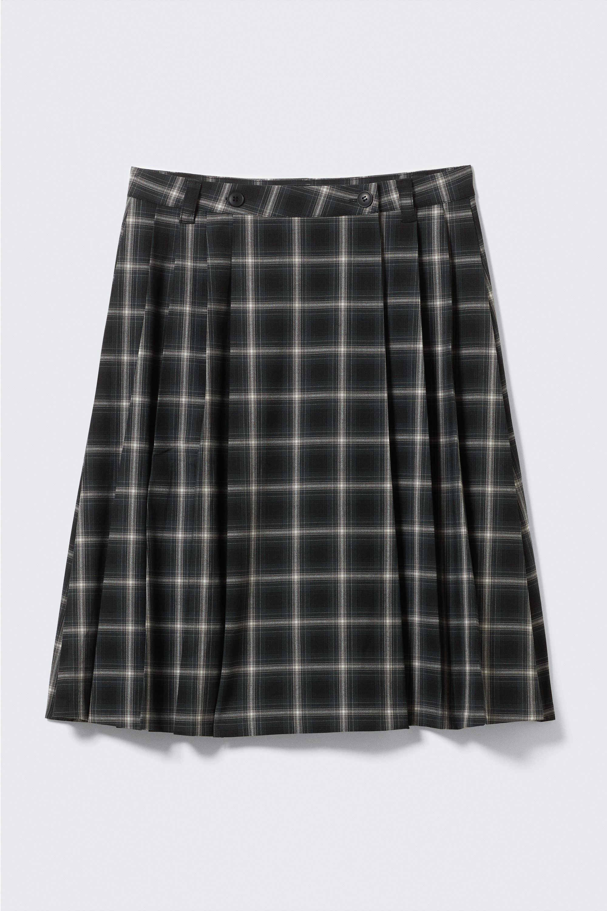 Checked - Mid Rise Pleated Midi Skirt - 1