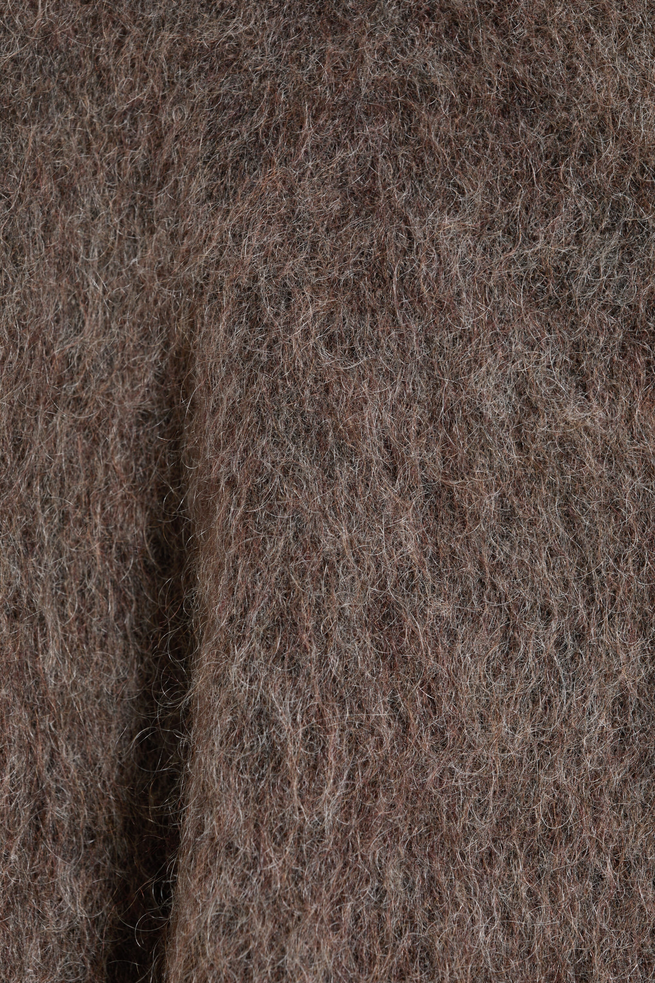 Dark Mole - Knitted V-neck Mohair-Blend Sweater - 4