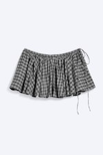 Checked Black/Grey - Minikjol med dragsko - 0