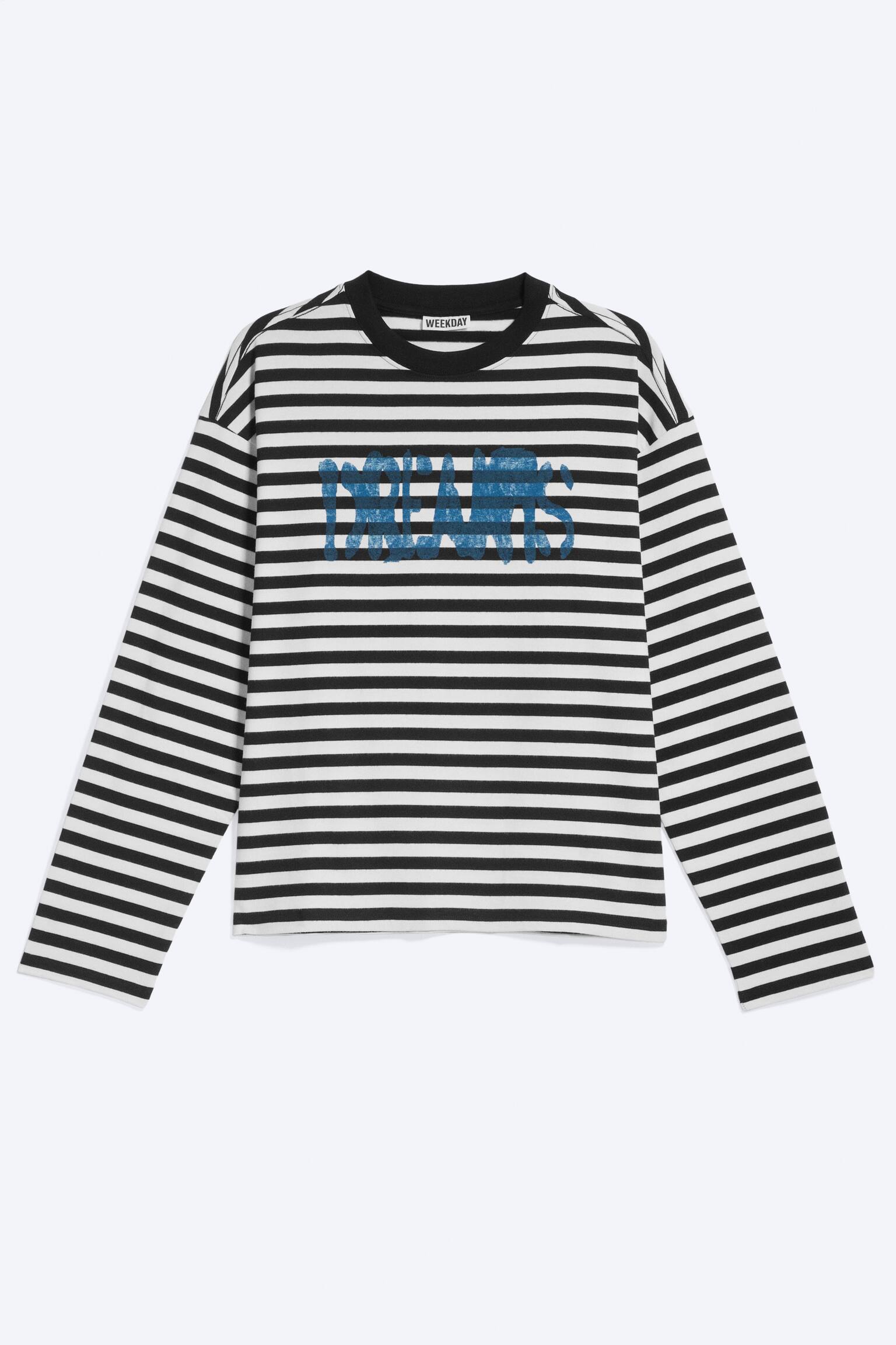 Great Boxy Graphic Long Sleeve T-shirt - Ριγέ - Dreams/Σκούρο Mole - Εμπριμέ/Λευκό - Σπρέι με γκλίτερ/Λευκό - Σπασμένοι Ρυθμοί/Λευκό - Λογότυπο Karma - 1