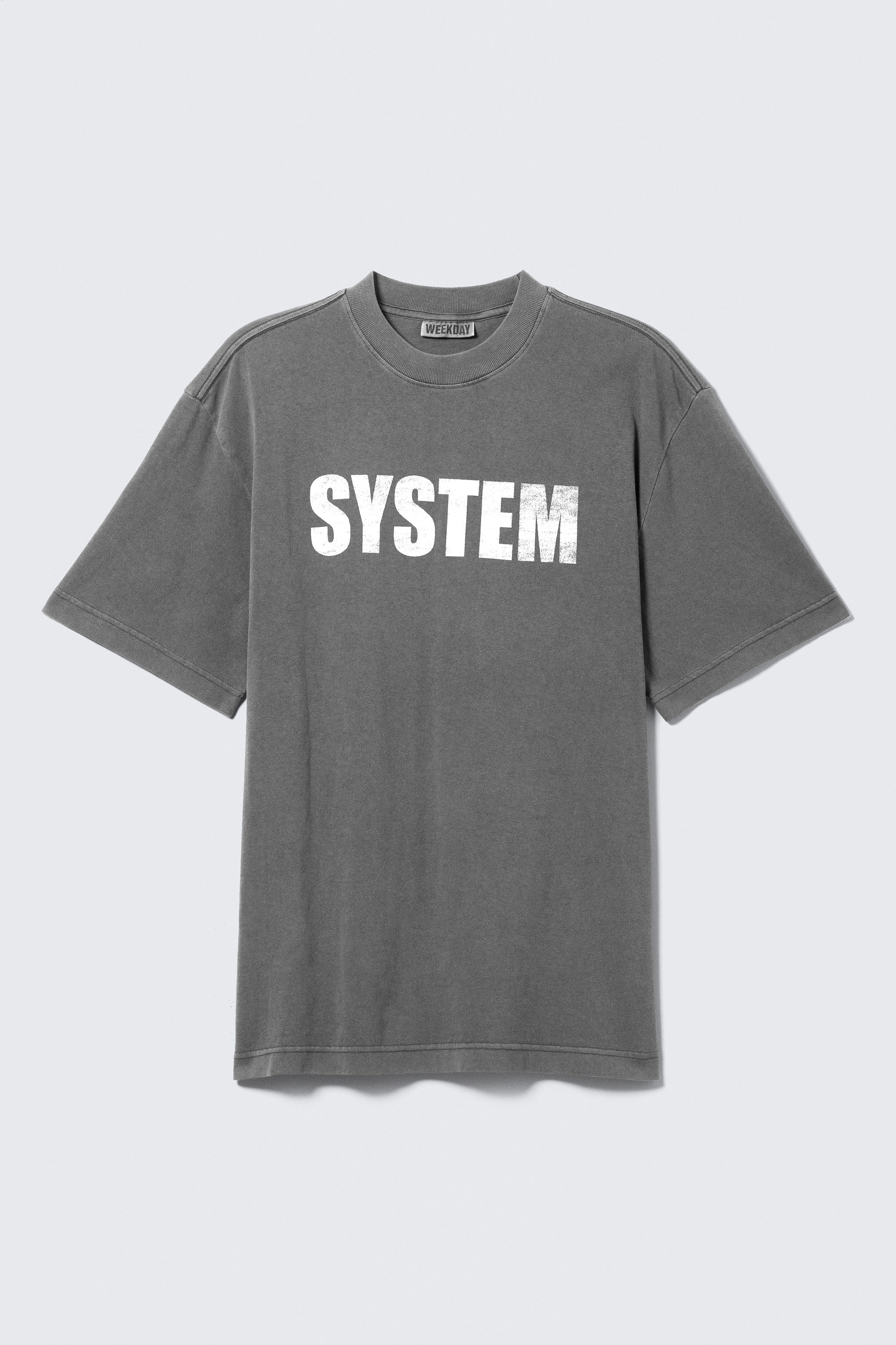 Gewaschenes Schwarz - SYSTEM - Entspanntes T-Shirt mit Grafikdruck - 3