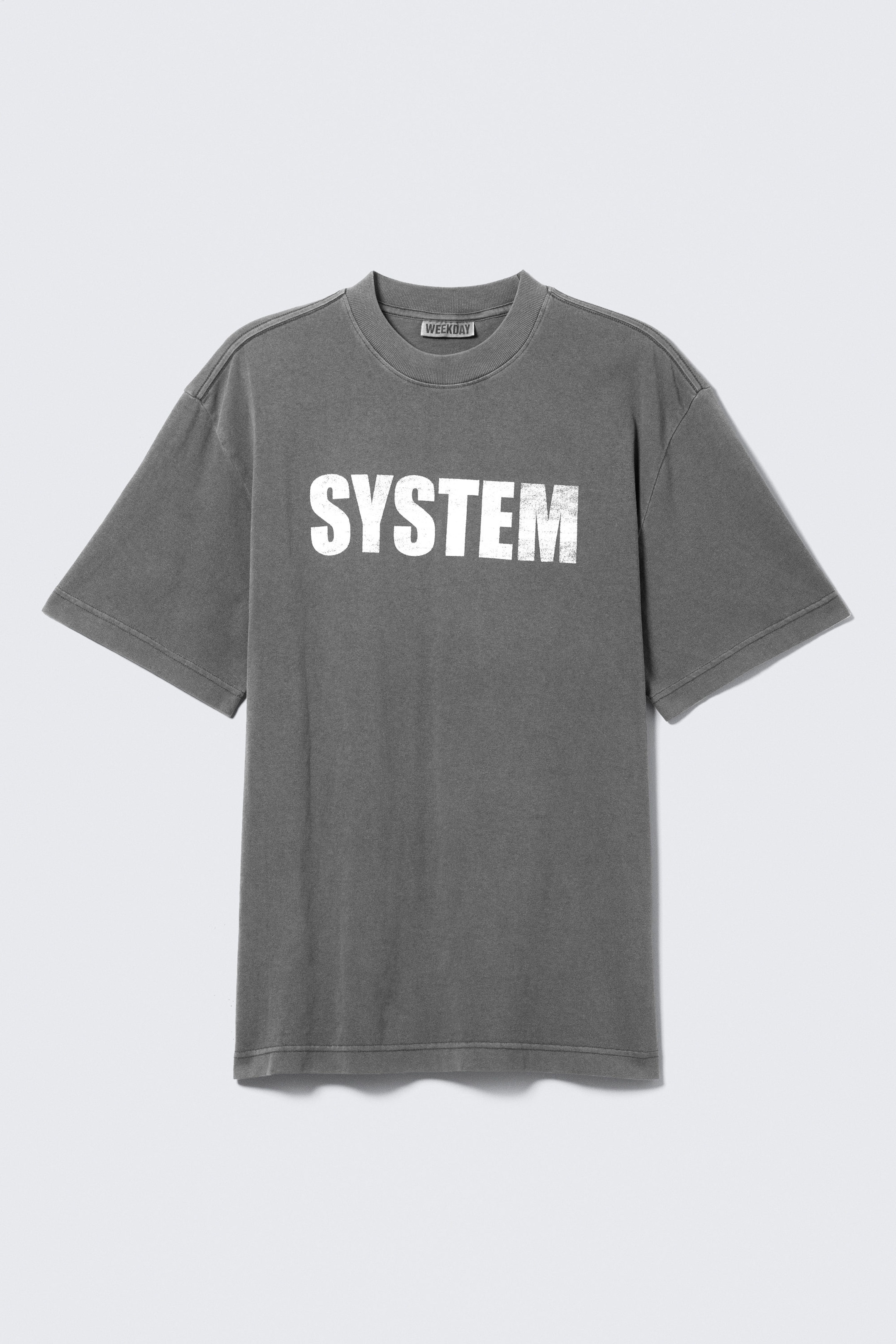 Noir délavé - SYSTEM - T-shirt imprimé graphique décontracté - 3