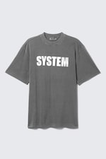 Noir délavé - SYSTEM - T-shirt imprimé graphique décontracté - 3