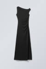 Black - Cupro Maxi Drape Dress - 0