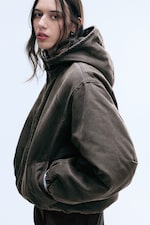 Dunkles Khakigrün - Pile Lined Hooded Jacket - 0