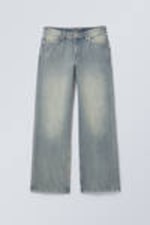 Stained Blue - Ample Low Rise Loose Wide Leg Jeans - 0