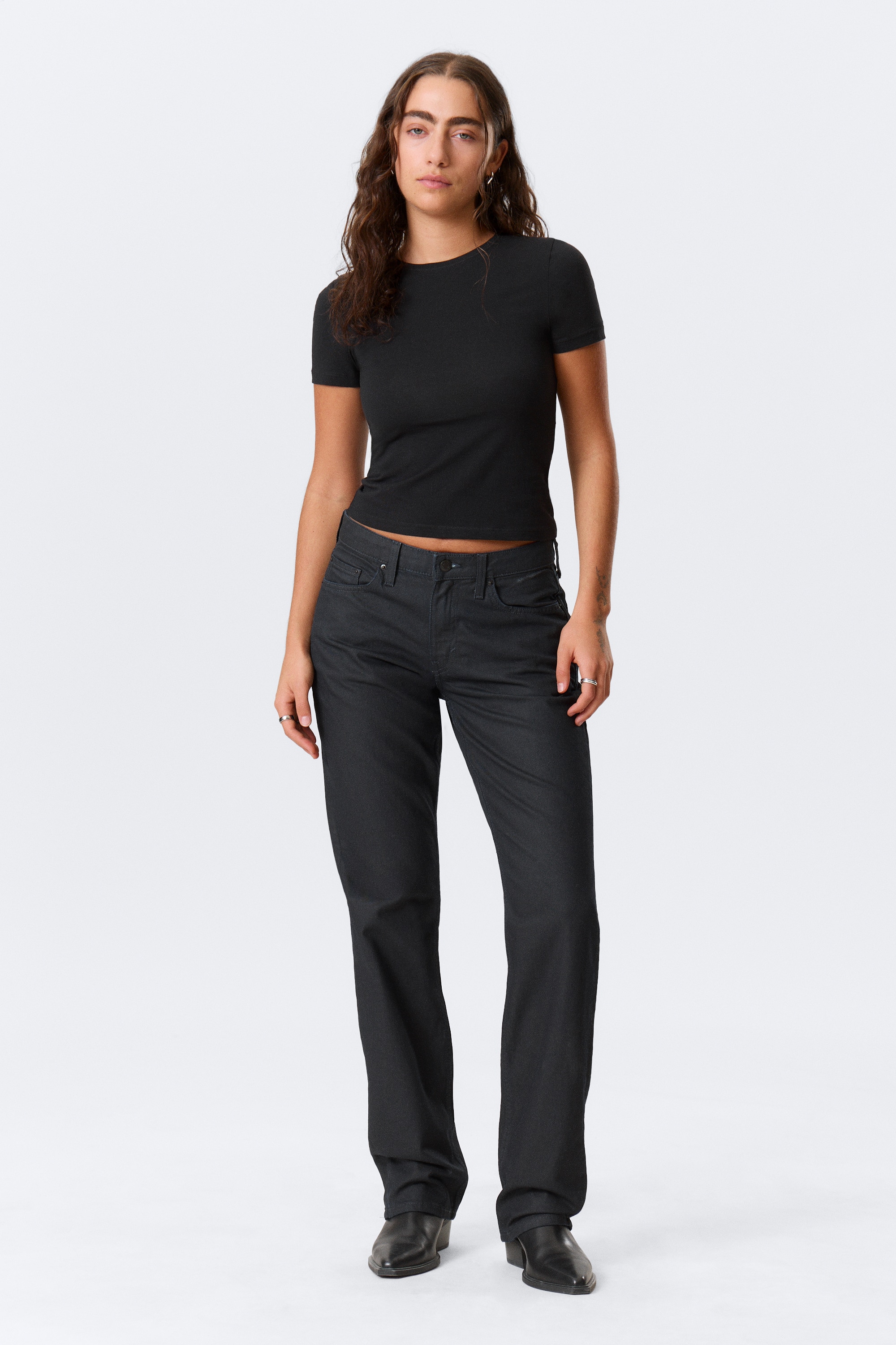 Laika Coated Mid Rise Straight Leg Jeans - Indigo Coating - Dark Blue