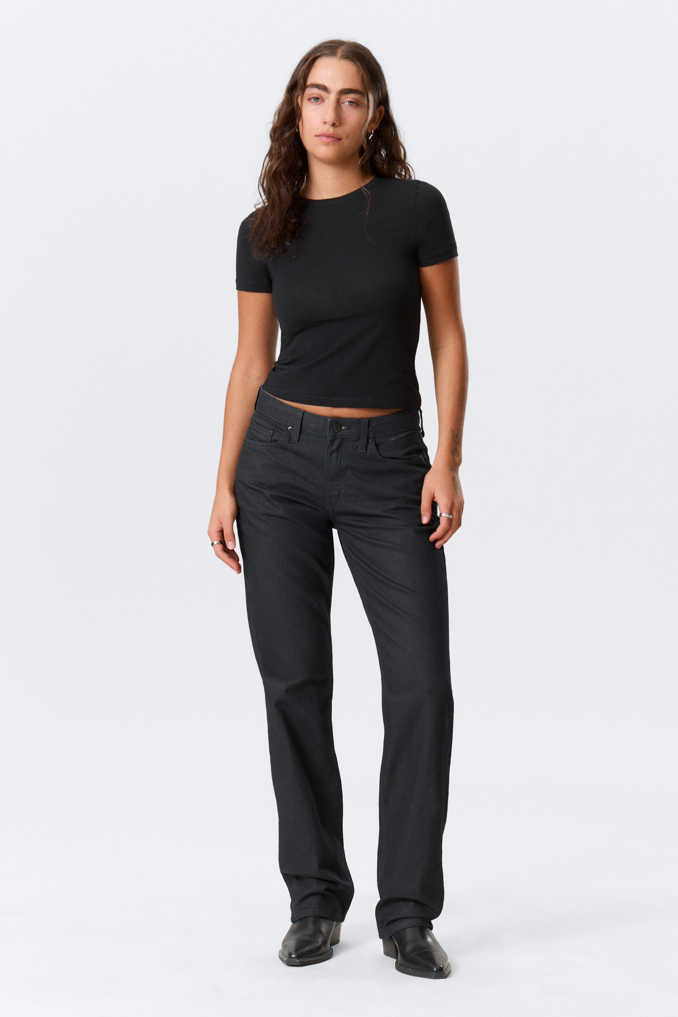 Indigo Coating - Dark Blue - Laika gecoate jeans met halfhoge taille en rechte pijpen - 1